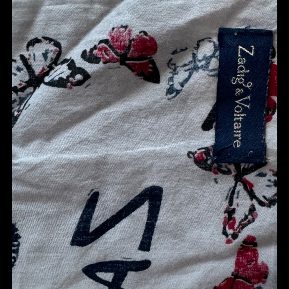 Zadig & Voltaire Scarf Grey  Butterfly Kerry Garden 38” 40” - Picture 2 of 3